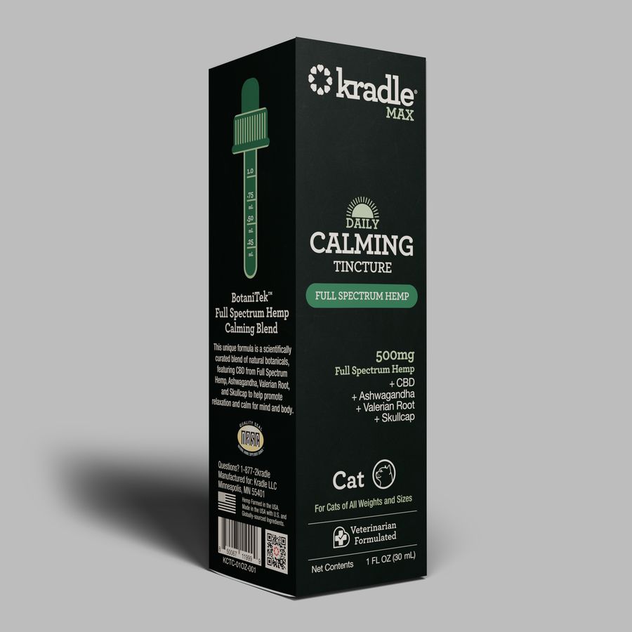 Front view of Kradle cat tincture packaging